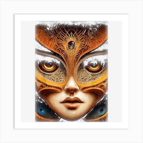 Fantasy Women Wearing Magical Mystical Mask Occultism Art Print