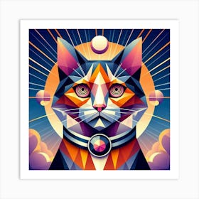 Ginger Low Poly Cat Art Print