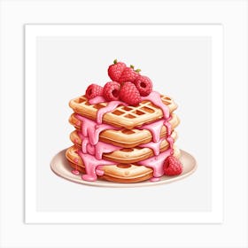 Waffles With Raspberry Syrup 1 Art Print