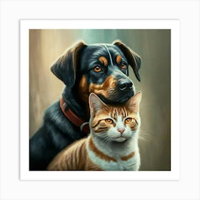 It Loves Dog And Cat Art Print