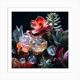 Succulents and Stones 3 Art Print