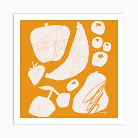 Abstract Fruit Yellow Square Art Print
