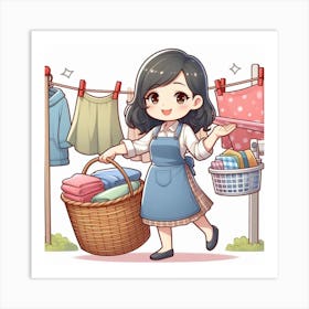 Laundry Girl Art Print