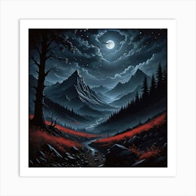 Starry Night in the Mountains Art Print