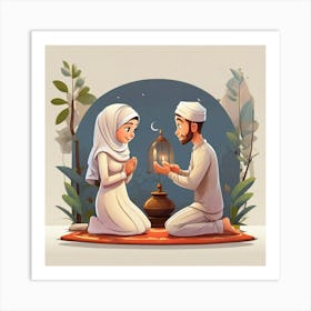 Muslim Couple Praying 1 Art Print