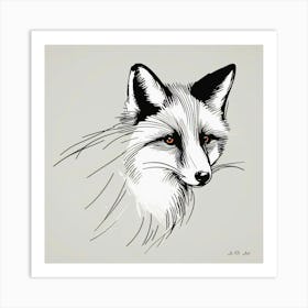 Drawn Fox Head Illustration Art Print