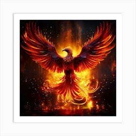 A Majestic Phoenix Soaring Through The Crimson Skies Of The Enchanted Aetheria Art Print