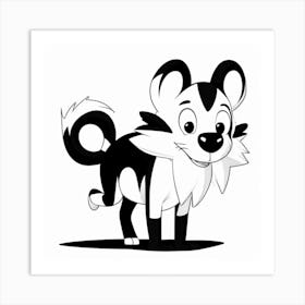 Black And White Cartoon Dog Art Print