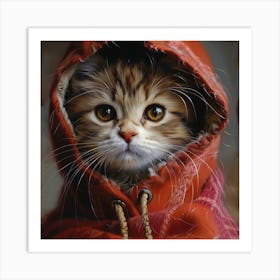 Cat In Red Hood Art Print