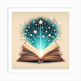 Open Book With Stars 3 Art Print