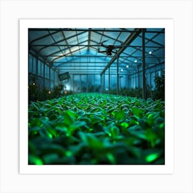 Bioluminescent Plants In A High Tech Greenhouse 1 Art Print