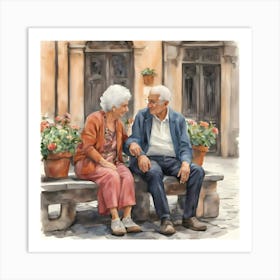 Enduring Affection: A Lifetime in Conversation Art Print