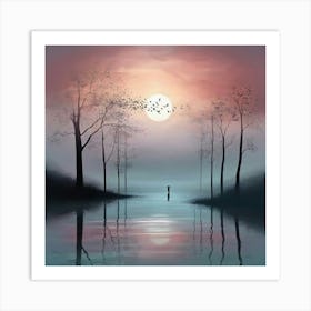 Sunset At The Lake Art Print