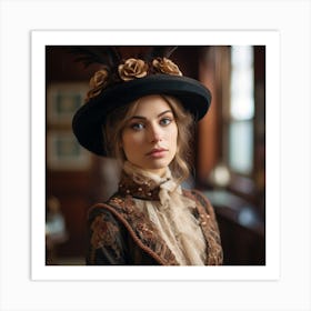 Victorian Woman In Hat 2 Art Print