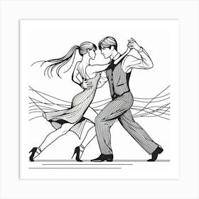 Line Art , Tango dance 2 Art Print