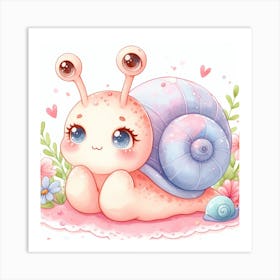 Kawaii Snail Art Print