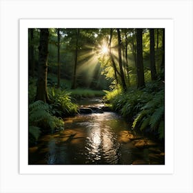 Sunbeams In The Forest Paintings Art Print Art Print