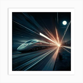 High Speed Train At Night 8 Art Print