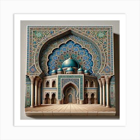 3D Mosque Tile Art Print