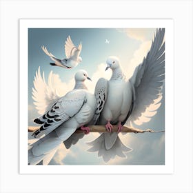 Doves In The Sky 1 Art Print