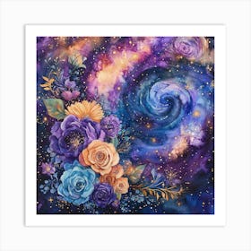 Floral Celestial Galaxy 9 Art Print