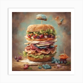 Burger Candwich ( Bohemian Design ) Art Print