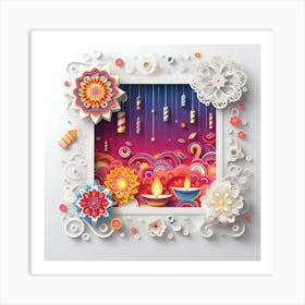 Diwali 3d Paper Art Art Print