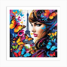 Butterfly Girl Paris Art Print