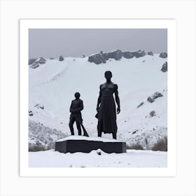 Estatuas Picasso Negra En Un Cerro Nevado Art Print