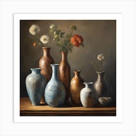 Vases And Flowers Art Print