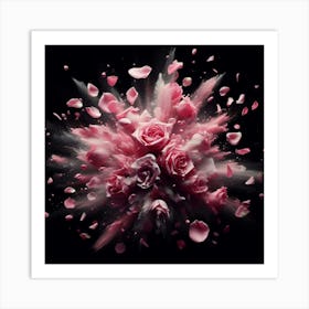 Pink Roses Explosion Art Print