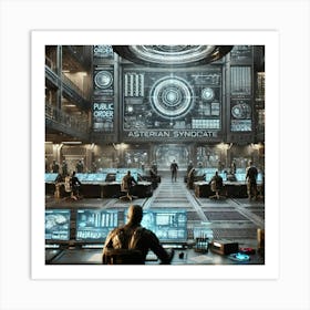 A Detailed Futuristic Scene Showing The Command St Art Print