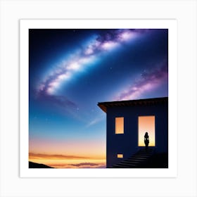 House At Night Stock Art Print