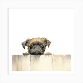 Dog Peeking Over Fence 6 Art Print