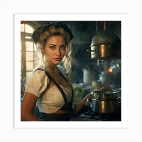 Girl In A Kitchen 1 Art Print