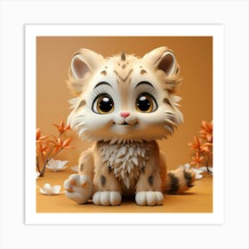 Cute Saber-Tooth Cat Art Print