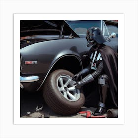 Darth Vader Changes His Tire Star Wars Art Print Art Print