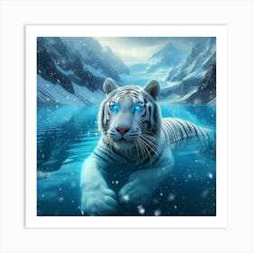 White Tiger In The Water Art Print