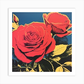 Rose 2 Pop Art Illustration Square Art Print