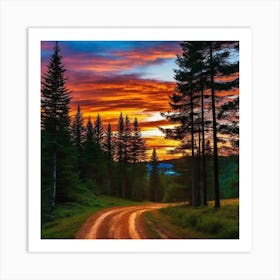 Sunset In The Forest 8 Art Print