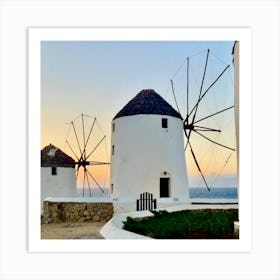 Windmills In Mykonos Art Print