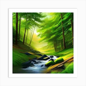 Stream In The Forest 18 Art Print