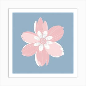 A White And Pink Flower In Minimalist Style Square Composition 406 Art Print