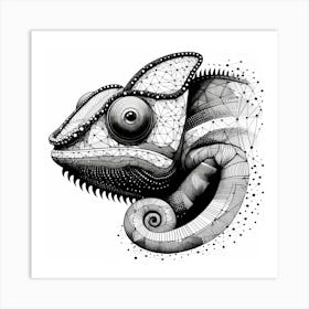 Chameleon Head - Abstract Line Art Illustration 97 Art Print