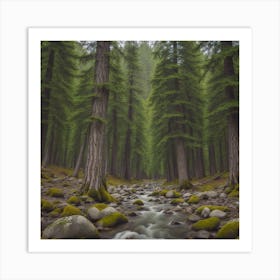 Stream In The Forest Art Print