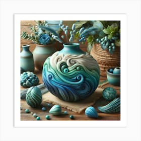 flower Vase blue colour Art Print