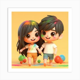 Holi Couple 1 Art Print