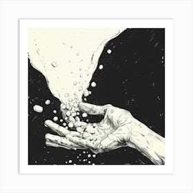 Hand Pouring Water Pills Drugs Art Print