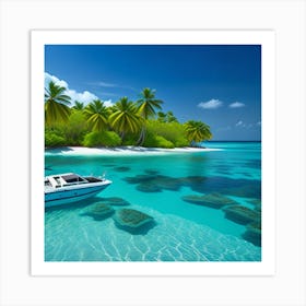 Boat On A Tropical Island Art Print