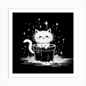 Cat In A Bucket Art Print